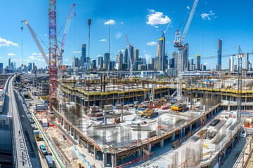Obraz premium Aerial View of a Large Construction Site in a City