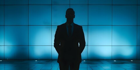 Businessman's Silhouette Symbolizing Impending Foreclosure Amid Debt Crisis. Concept Business, Silhouette, Foreclosure, Debt Crisis, Symbolism