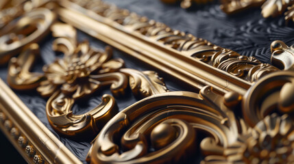 Antique Carved Gilded Frame on White Background