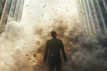 Technology disruption and job replacement concept caused by harmful technological transformation affecting the economic and workforce demands. A man profession is obsolete. AIG41