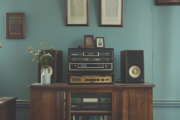 Fototapeta premium Vintage Stereo System in a Retro Home Interior