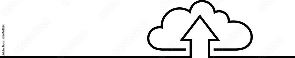 Poster cartoon drawing of cloud with arrow. cloud service icon or pictogram. backup, upload cloud, computin