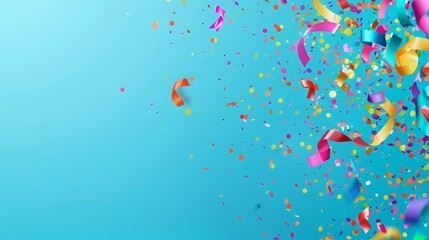 colored confetti on a blue background