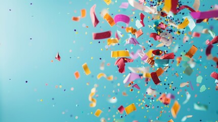 colored confetti on a blue background