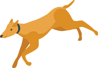 Hunting dog running fast, isometric view