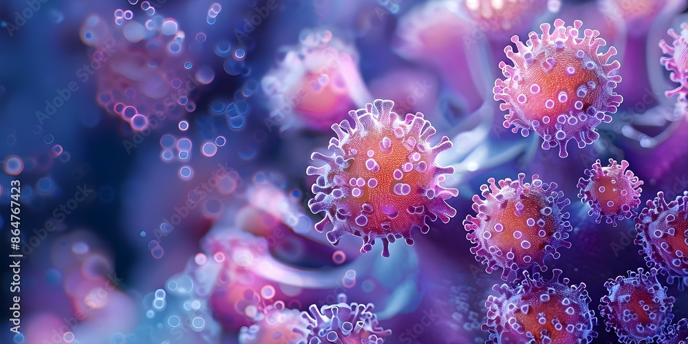 Poster macroscopic view of organic structure with microbiology theme in abstract background. concept macro 