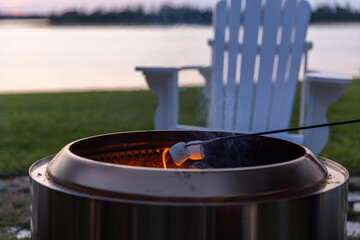 Marshmallow in fire pit 
