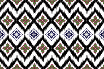 ikat Abstract Ethnic art. Seamless pattern in tribal, folk embroidery, and Mexican style. Aztec geometric art ornament print.Design for carpet, cover.wallpaper, wrapping, fabric, clothing