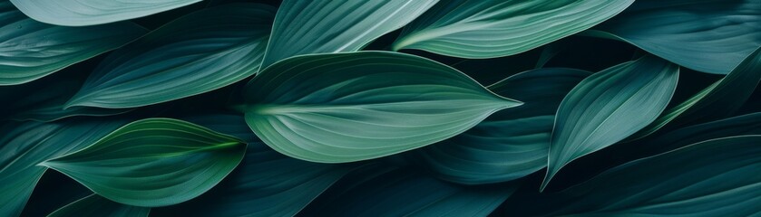 Abstract textured background with large green leaves merging, depicting a dark nature concept