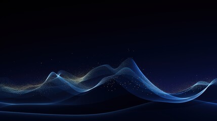 Abstract Blue and Gold Waves on a Black Background
