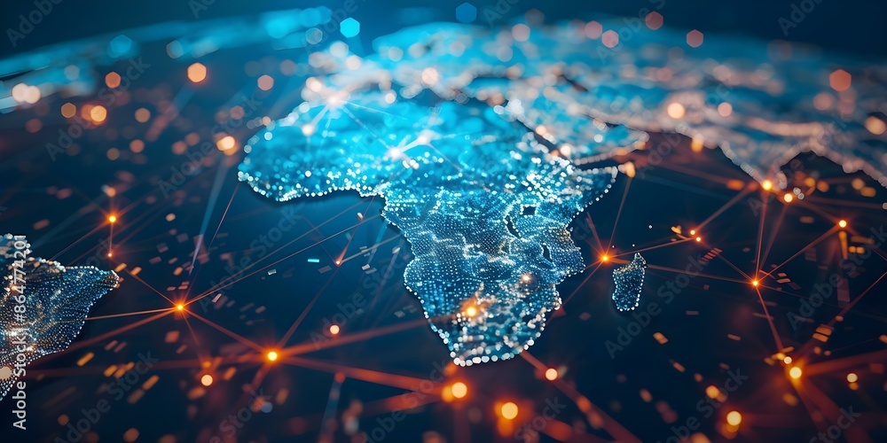 Poster exploring connectivity and data transfer business through mapping technology in africa. concept mapp
