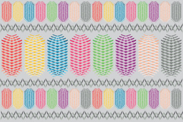 Seamless ikat pattern geometric art on colorful and grey background. Design for background ,curtain, carpet, wallpaper, clothing, wrapping, Batik, vector illustration.