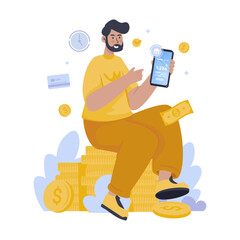 Mobile banking balance check vector illustration