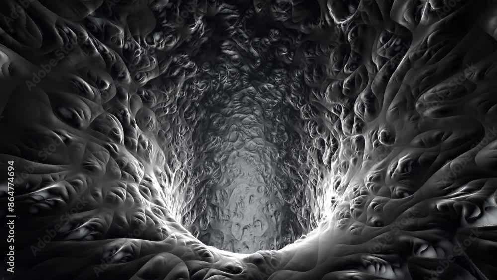 Poster abstract 3d textured tunnel looped animation background.