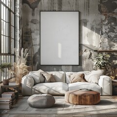 Frame Mockup in Scandinavian Farmhouse Hallway Interior