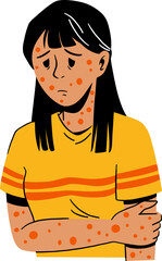 Woman with Skin Rash Symptoms Illustration