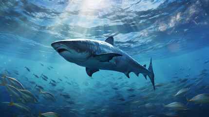 Fototapeta premium Fish swimming gracefully in the beautiful sea.