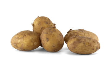 Early season potatoes isolated on white background