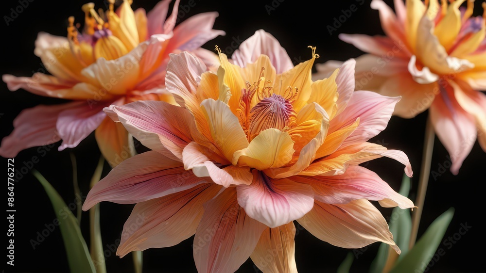 Poster delicate orange flower with pink tips.