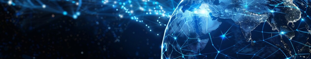 High-Tech Financial Network Concept Depicted with Globe on Economic Background: AI-Generated High-Resolution Wallpaper for Finance and Technology Marketing