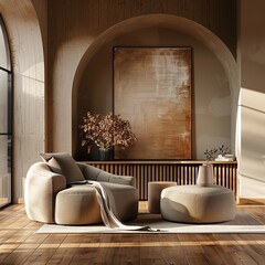 Home Mock-Up Cozy Modern Interior Background 3D Render