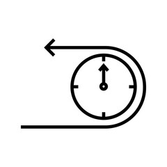 Clock with arrow back symbol, back in time, countdown icon vector