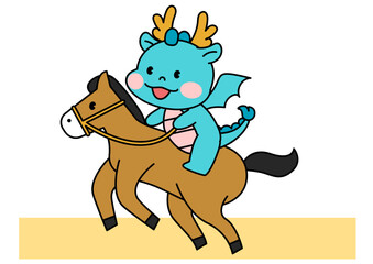 승마를 하는 용 캐릭터
