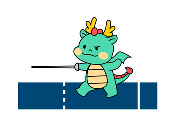 펜싱을 하는 용 캐릭터