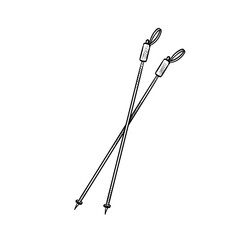 ski sticks handdrawn illustration