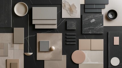 interior design moodboard - material collage - AI generated digital art