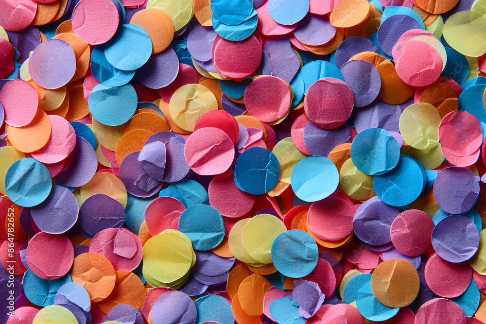 Aufkleber colorful round confetti background. background with colorful paper circles in the style of festive c