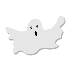 Halloween ghost scary monster autumn holiday spooky spirit flying ghost icon with cute spooky happy and funny faces poster or banner vector illustration