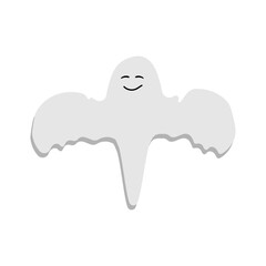 Halloween ghost scary monster autumn holiday spooky spirit flying ghost icon with cute spooky happy and funny faces poster or banner vector illustration