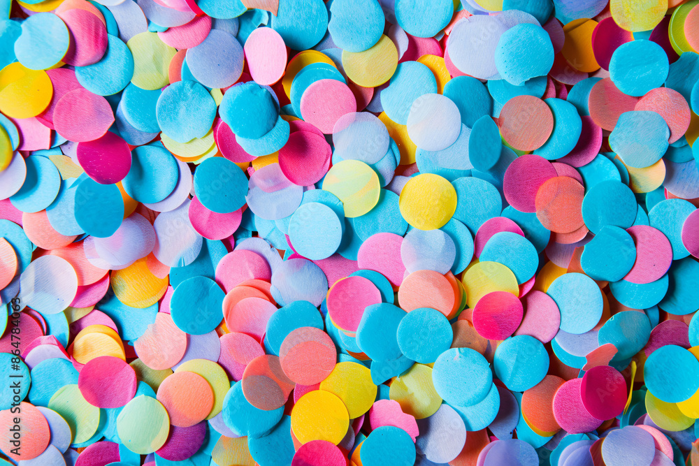 Poster colorful round confetti background. background with colorful paper circles in the style of festive c
