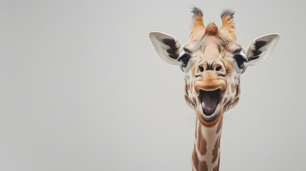 Obraz premium Fun giraffe on white background. 