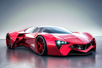 Red fast sports car. Futuristic sports car concept
