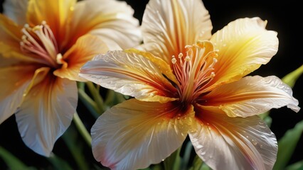 Fototapeta premium Yellow Flower with Water Droplets.