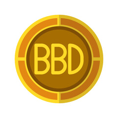 Dollar coin icon. Currency flat icons in golden color, symbol of Barbados money. Vector Illustrations.