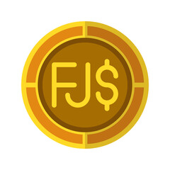 Dollar coin icon. Currency flat icons in golden color, symbol of Fijian money. Vector Illustrations.