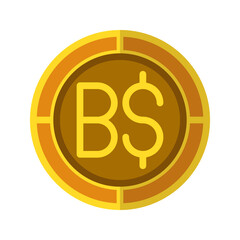 Dollar coin icon. Currency flat icons in golden color, symbol of Brunei money. Vector Illustrations.