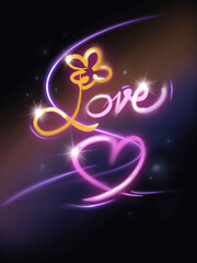 glowing neon sign for valentine day vector for card decoration illustration