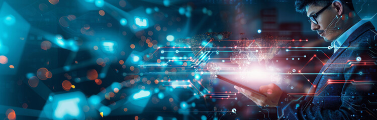 Fototapeta premium Digital Business Technology Network Internet of Things Cloud Computing Data Center Engineer Cybersecurity AI Big Data