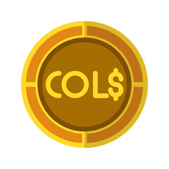 Peso coin icon. Currency flat icons in golden color, symbol of Colombian money. Vector Illustrations.