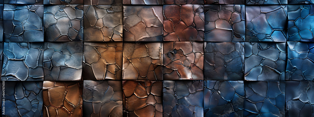 Aufkleber a mosaic of leather in various colors and textures, arranged to create an abstract background with g