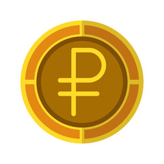 Ruble coin icon. Currency flat icons in golden color, symbol of Russian money. Vector Illustrations.