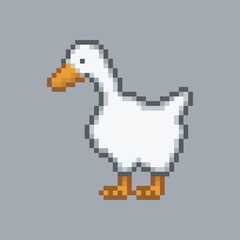 Fototapeta premium White goose, meme pixel art