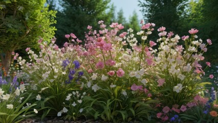 Fototapeta premium Blooming Wildflowers in a Lush Garden.