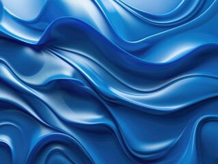 Obraz premium The image is a blue wave with a lot of detail. The blue color is very vibrant and the wave looks very realistic. Scene is calm and peaceful, as if the wave is gently rolling onto the shore