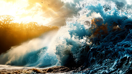 tsunami or wave in the wide sea