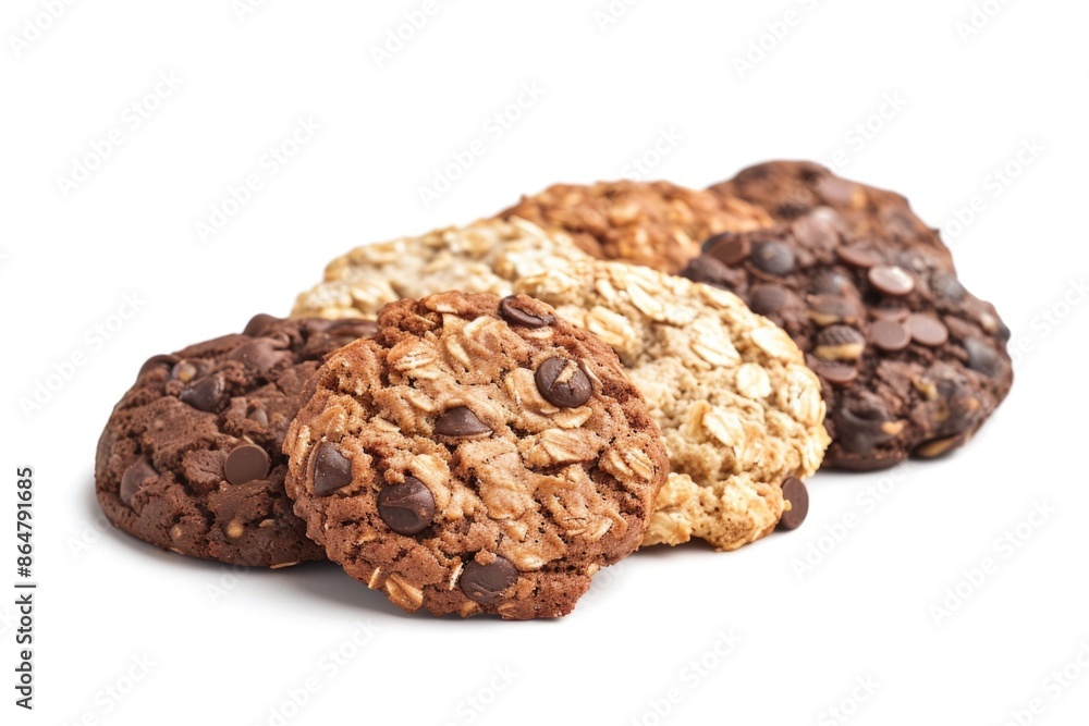 Aufkleber a row of cookies with different flavors and toppings. the cookies are arranged in a neat stack on a 